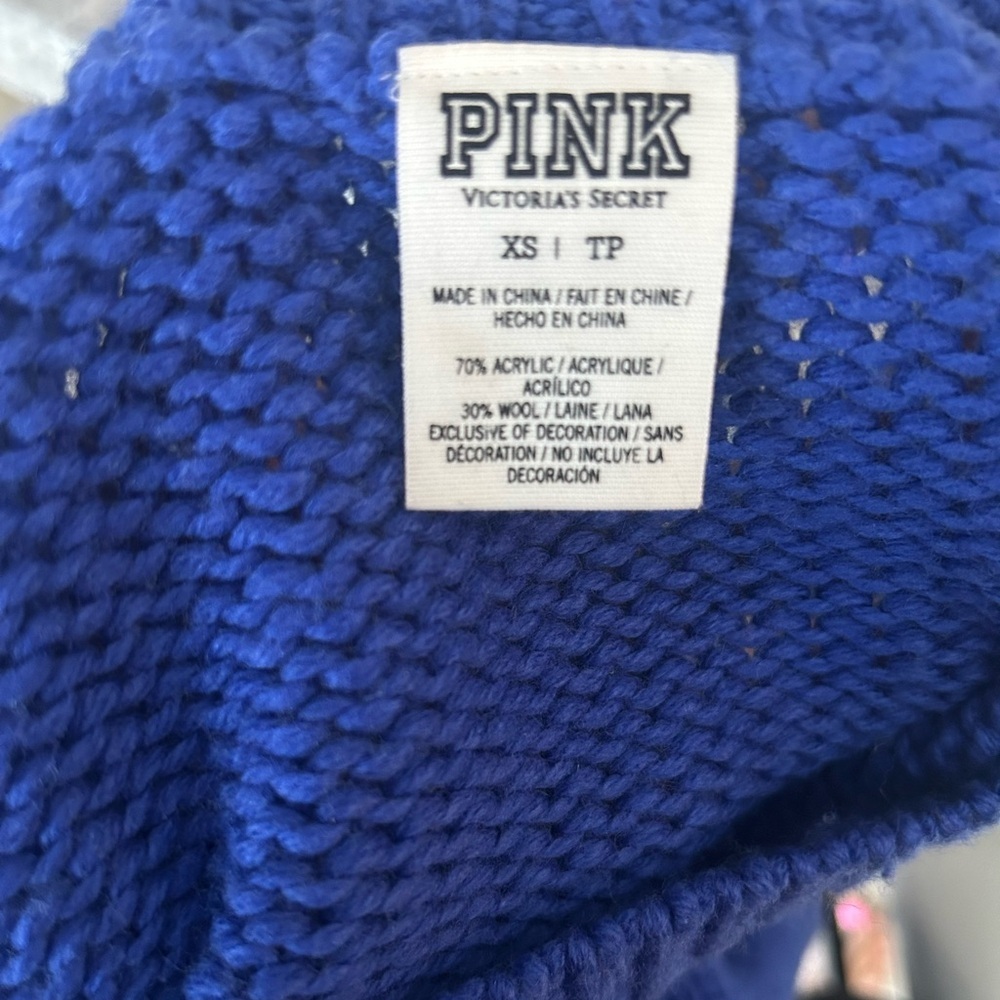 💕 PINK Victoria’s Secret Blue Wool Blend Varsity Sweater XS 💕 - Picture 5 of 5